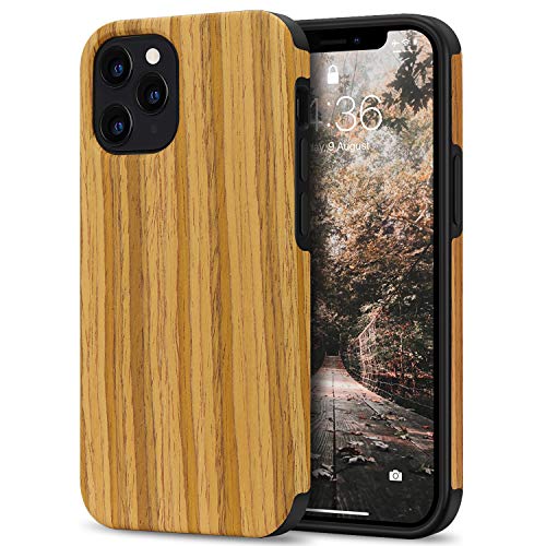 Tasikar Kompatibel mit iPhone 12 Hülle/iPhone 12 Pro Hülle Holz Design Hybrid Handyhülle Weiche Schutzhülle (Teak) von Tasikar