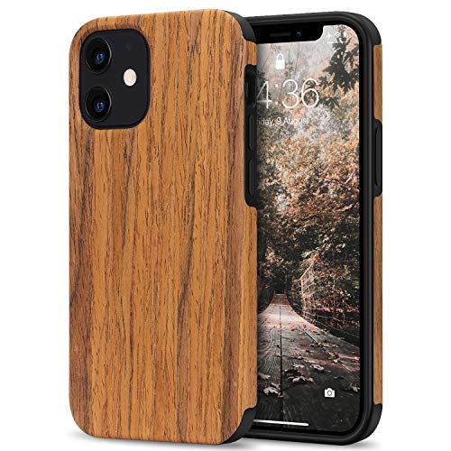 Tasikar Kompatibel mit iPhone 12 Mini Hülle Holz Design Hybrid Handyhülle Weiche Schutzhülle (Redwood) von Tasikar