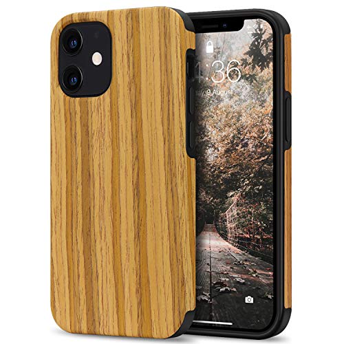 Tasikar Kompatibel mit iPhone 12 Mini Hülle Holz Design Hybrid Handyhülle Weiche Schutzhülle (Teak) von Tasikar