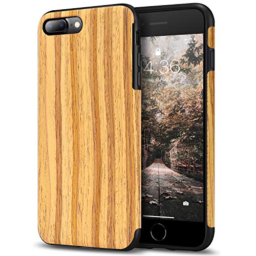 Tasikar Kompatibel mit iPhone 7 Plus Hülle/iPhone 8 Plus Hülle Holz Design Hybrid Handyhülle Weiche Schutzhülle Case (Teak) von Tasikar