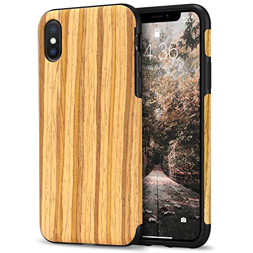 Tasikar Kompatibel mit iPhone XS Hülle/iPhone X Hülle Hülle Holz Design Hybrid Handyhülle Weiche Schutzhülle Case (Teak) von Tasikar