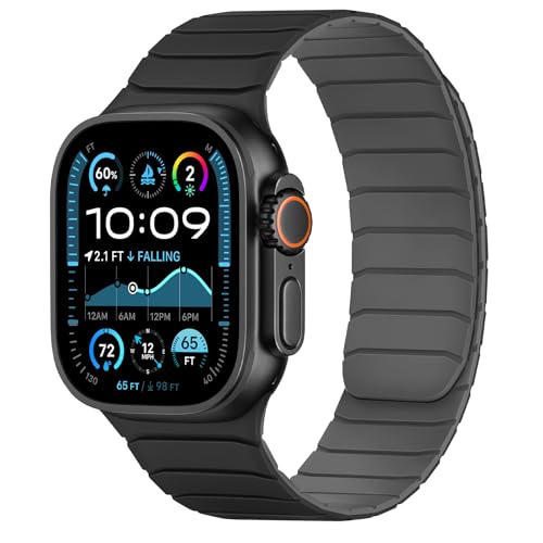 Tasikar Magnetisch Armband Kompatibel mit Apple Watch 49mm 46mm 45mm 44mm 42mm Weiches Silikon Ersatz Schlaufe Armband Kompatibel mit iWatch Ultra SE Series10 9 8 7 6 5 4 3, Schwarz-Grau Tasikar Magnetisch Armband Kompatibel mit Apple Watch 49mm 46mm 45mm 44mm 42mm Weiches Silikon Ersatz Schlaufe Armband Kompatibel mit iWatch Ultra SE Series10 9 8 7 6 5 4 3, Schwarz-Grau von Tasikar