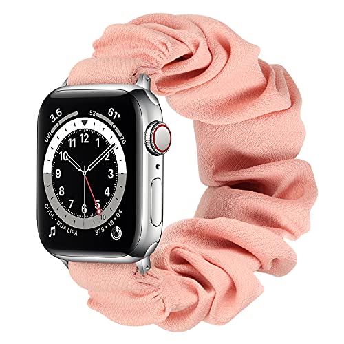 Tasikar Scrunchies Kompatibel mit Apple Watch Armband 41mm 40mm 38mm 45mm 44mm 42mm, Elastisches Musterdruckband Kompatibel mit Apple Watch Ultra Series 7 6 5 4 3 2 1 SE (41/40/38mm, Rosa, L) von Tasikar