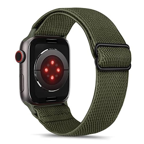 Tasikar Solo Loop Band Kompatibel mit Apple Watch Armband 41mm 40mm 38mm, Nylon Elastisches Armband Ersatzarmband Kompatibel mit Apple Watch SE2 SE Serie 9/8/7/6/5/4/3/2/1 (Armeegrün) von Tasikar