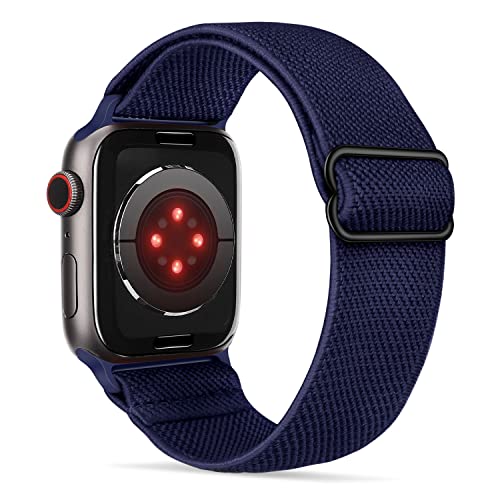 Tasikar Solo Loop Band Kompatibel mit Apple Watch Armband 42mm (Serie 10) 41mm 40mm 38mm, Nylon Elastisches Armband Ersatzarmband Kompatibel mit iWatch SE2 SE Serie 10/9/8/7/6/5/4/3/2/1 (Dunkelblau) von Tasikar