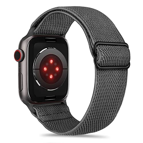 Tasikar Solo Loop Band Kompatibel mit Apple Watch Armband 49mm 45mm 44mm 42mm, Nylon Ersatzarmband, Elastisches Armband Kompatibel mit Apple Watch Ultra Serie 9/8/7/6/5/4/3/2/1/SE (Dunkelgrau) von Tasikar