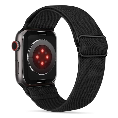 Tasikar Solo Loop Band Kompatibel mit Apple Watch Armband 49mm 45mm 44mm 42mm, Nylon Ersatzarmband, Elastisches Armband Kompatibel mit Apple Watch Ultra Serie 9/8/7/6/5/4/3/2/1/SE (Schwarz) von Tasikar