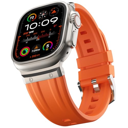 Tasikar Sport armband kompatibel mit Apple Watch Ultra Band 49mm 46mm 45mm 44mm 42mm, Herren Edelstahl Metall Silikon Ersatz armband für iWatch Ultra 2 Ultra Serie 10 9 8 7 6 5 4 3 2 1 SE, Orange Tasikar Sport armband kompatibel mit Apple Watch Ultra Band 49mm 46mm 45mm 44mm 42mm, Herren Edelstahl Metall Silikon Ersatz armband für iWatch Ultra 2 Ultra Serie 10 9 8 7 6 5 4 3 2 1 SE, Orange von Tasikar