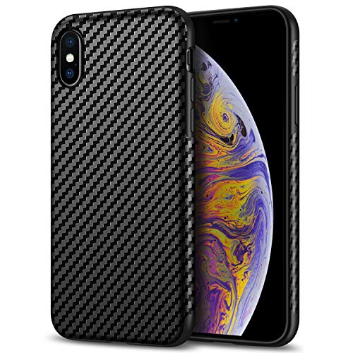 Tasikar iPhone XS Max Hülle Carbon Leder Weiche Schutzhülle Kompatibel mit iPhone XS Max (Schwarz) von Tasikar