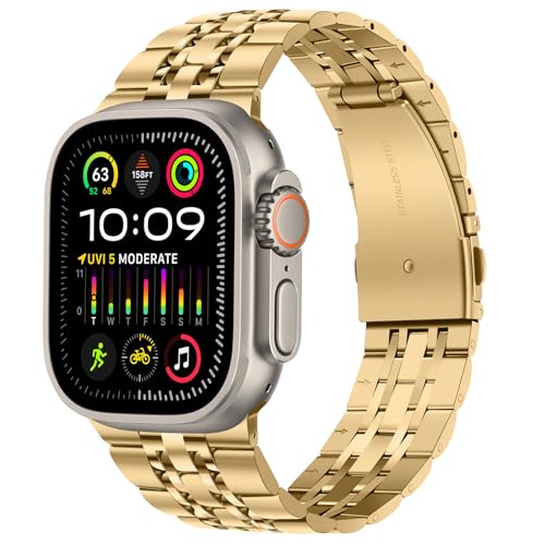 TasikarArmband Kompatibel mit Apple Watch Ultra Armband 49mm, Massives Edelstah Metall Ersatzarmband Herren Damen Band Kompatibel für Apple Watch Ultra 2 Ultra, 49mm Gold TasikarArmband Kompatibel mit Apple Watch Ultra Armband 49mm, Massives Edelstah Metall Ersatzarmband Herren Damen Band Kompatibel für Apple Watch Ultra 2 Ultra, 49mm Gold von Tasikar