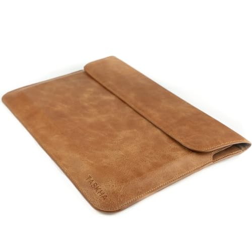 Taskha MacBook Hülle [Echtleder] 2024 MacBook 15 Zoll, Air M1 Pro | Laptoptasche Leder Laptop Zubehör Laptophülle Hülle Case Tasche Sleeve Bag Notebook | Braun | Jetzt Unikat bestellen! von Taskha