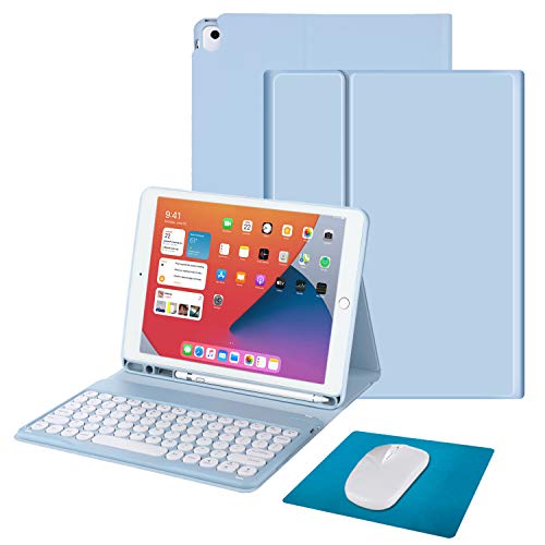 Tasnme Schutzhülle für iPad Air3 mit Tastatur, Hautgefühl, seidige Haptik, iPad 10,2 Zoll, iPad Air 3, iPad Pro 10,5 Zoll, Stift-Halterung, magnetisch, Blau von Tasnme