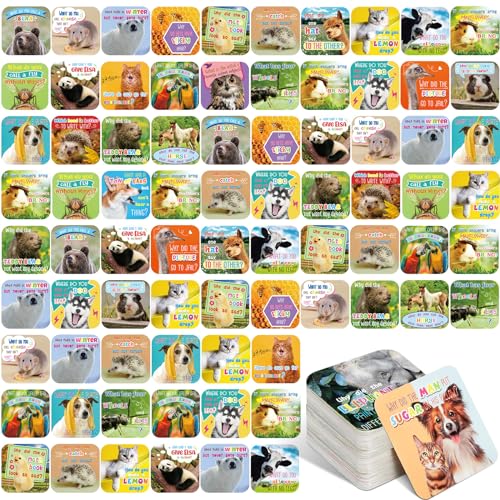Tatuo 160 Stück Inspirierende Lunchbox Notizen für Kinder Scherzkarten für Lunchbox Affirmationskarten für Schule Wortspiele Kärtchen Mini Notizen Postkarten für Junge Mädchen (Tier Stil) von Tatuo