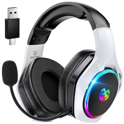 Tatybo Kabellose Gaming-Kopfhörer für PC/PS5/PS4, kabellose Gaming-Kopfhörer mit Micro 2,4 GHz + 5,3 Bluetooth, Dual-Modus, 7.1 Surround-Sound, Lebensdauer 40 Stunden Tatybo Kabellose Gaming-Kopfhörer für PC/PS5/PS4, kabellose Gaming-Kopfhörer mit Micro 2,4 GHz + 5,3 Bluetooth, Dual-Modus, 7.1 Surround-Sound, Lebensdauer 40 Stunden von Tatybo