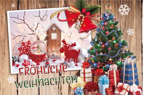 5 Premium Grußkarte Weihnachtskarte 3D Hologramm Karte Wackelkarten Hologrammkarten Weihnachten Merry Christmas Geschenke Tannenbaum inklusive farbigem Umschlag von Taunus Grußkarten Verlag