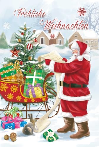 5 Premium Grußkarte Weihnachtskarte 3D Hologramm Karte Wackelkarten Hologrammkarten Weihnachten Weihnachtsmann inklusive farbigem Umschlag von Taunus Grußkarten Verlag