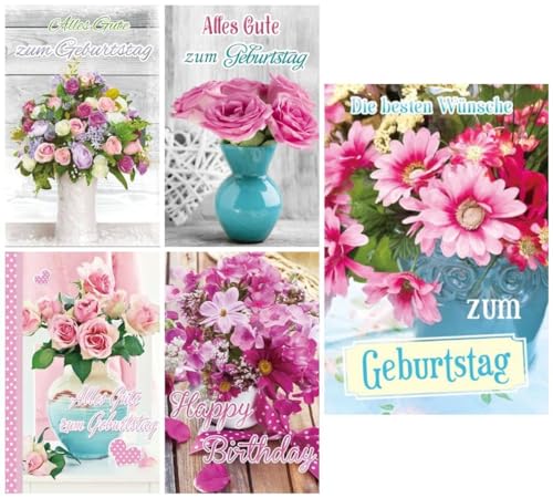 5 Premium Grußkarten Grußkarte 3D Hologrammkarten Karten Geburtstag Geburtstagskarte Blumen Blumenstrauß Wackelkarte inklusive farbigen Umschlägen (3D 51-S2) von Taunus Grußkarten Verlag