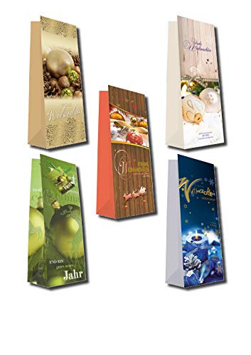 Taunus Grußkarten Verlag 10 Flaschentüten Weihnachten - 5 Motive 22-3002 Geschenktaschen Geschenktüten Tragetaschen von Taunus Grußkarten Verlag