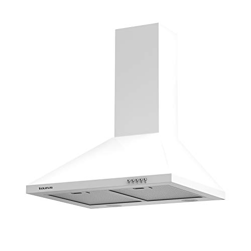Taurus Dekorative Dunstabzugshaube, Weiß glänzend, Breite 60 cm, 650 m³/h Absaugung, 3 Geschwindigkeiten, mechanische Bedienelemente, Effizienz A, LED, 200 W, waschbar, mehrschichtige Aluminiumfilter Taurus Dekorative Dunstabzugshaube, Weiß glänzend, Breite 60 cm, 650 m³/h Absaugung, 3 Geschwindigkeiten, mechanische Bedienelemente, Effizienz A, LED, 200 W, waschbar, mehrschichtige Aluminiumfilter von Taurus