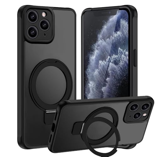 Tawarror 3-in-1 MagStänder Handyhülle für iPhone 11 Pro Max Hülle für MagSafe, Matt Transluzente Magnetisch Schutzhülle für iPhone 11 Pro Max mit Ständer Hart PC Kratzfest + TPU Stoßfest Case, Schwarz Tawarror 3-in-1 MagStänder Handyhülle für iPhone 11 Pro Max Hülle für MagSafe, Matt Transluzente Magnetisch Schutzhülle für iPhone 11 Pro Max mit Ständer Hart PC Kratzfest + TPU Stoßfest Case, Schwarz von Tawarror