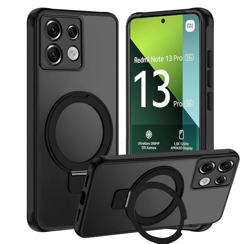 Tawarror MagStänder Handyhülle für Xiaomi Redmi Note 13 Pro 5G Hülle, Matt Transluzente Magnetisch Schutzhülle für Redmi Note 13 Pro mit Ständer Hart PC Kratzfest + TPU Stoßfest Case, Schwarz Tawarror MagStänder Handyhülle für Xiaomi Redmi Note 13 Pro 5G Hülle, Matt Transluzente Magnetisch Schutzhülle für Redmi Note 13 Pro mit Ständer Hart PC Kratzfest + TPU Stoßfest Case, Schwarz von Tawarror