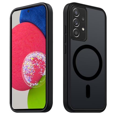Tawarror Magnetische für Samsung Galaxy A32 5G Hülle, Matt Transluzente Handyhülle PC Rückseite Kratzfest Weiche TPU Fallschutz Stoßfest Anti-Fingerabdruck Matte Dünne Schutzhülle, Schwarz von Tawarror