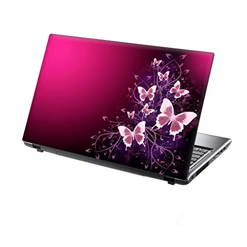 TaylorHe Folie Sticker Skin Vinyl Aufkleber mit bunten Mustern für 15 Zoll 15,6 Zoll (38cm x 25,5cm) Laptop Skin Schmetterlinge, rosa, funkelt von TaylorHe Aufkleber fÙr 15,6 Zoll