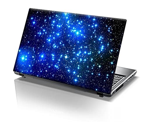 TaylorHe - Folie für Notebooks, 15,6 Zoll & 15 Zoll (39,6 cm & 38,1 cm), Notebook-Vinyl-Aufkleber mit farbigen Mustern und Leder-Effekt, hergestellt in England Blue Stars in Space von TaylorHe Aufkleber für 15,6 Zoll