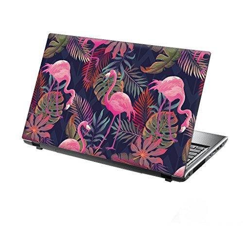 TaylorHe Folie Sticker Skin Vinyl Aufkleber mit bunten Mustern für 13-14 Zoll (34cm x 23,5cm) Laptop Skin Tropische Flamingos, Bäume von TaylorHe Aufkleber für 15,6 Zoll