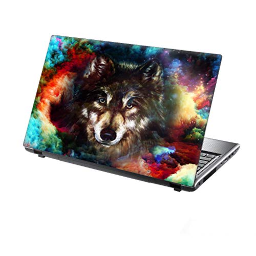 TaylorHe Folie Sticker Skin Vinyl Aufkleber mit bunten Mustern für 15 Zoll 15,6 Zoll (38cm x 25,5cm) Laptop Skin bunten Wolken, Wolf von TaylorHe Aufkleber für 15,6 Zoll