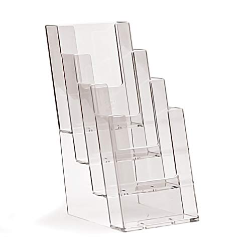 4 4C110 Stück taymar Prospektständer, Flyerhalter, DIN Lang (10.5 × 21 cm) mit 4 Etagen, transparent von Taymar
