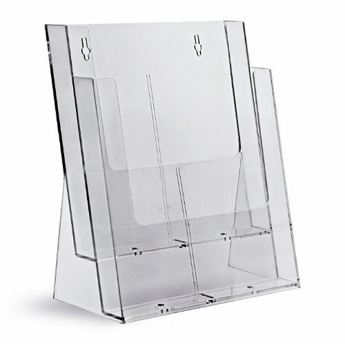 taymar Tisch-Prospektständer, DIN A4, 2 Etagen, transparent, ohne Fachteiler von Taymar