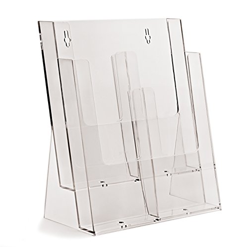taymar Tisch-Prospektständer für DIN A4 oder DIN Lang, 2 Etagen, transparent, mit Fachteiler von Taymar
