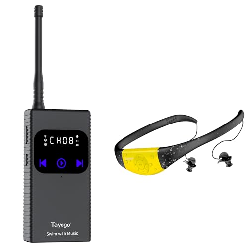 Tayogo Schwimmkopfhörer, wasserdichte Kopfhörer, Schwimmtrainer-Kommunikator und Empfänger-Kombination, Schwimm-Headsets für Spotify, Amazon Music, Schwimmen mit Ihrer Stream-App, 150 m Entfernung und von Tayogo