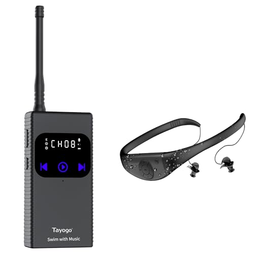 Schwimmkopfhörer, wasserdichte Kopfhörer, Schwimmtrainer-Kommunikator und Empfänger-Kombination, Schwimm-Headsets für Spotify, Amazon Music, Schwimmen mit Ihrer Stream-App, 150 m Entfernung und 8 von Tayogo