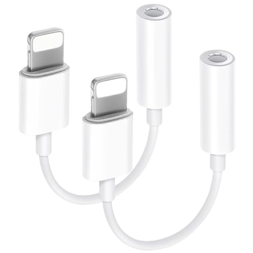 Tayte [2PC] Kopfhöreradapter für iPhone 14 Pro Dongle auf 3,5mm Klinke iPhone Adapter kopfhörer Aux Audioanschluss Kopfhörersplitter Kompatibel für iPhone 14 13 12 12 Pro Max 11 XS XR XS Max 7 8 Plus von Tayte