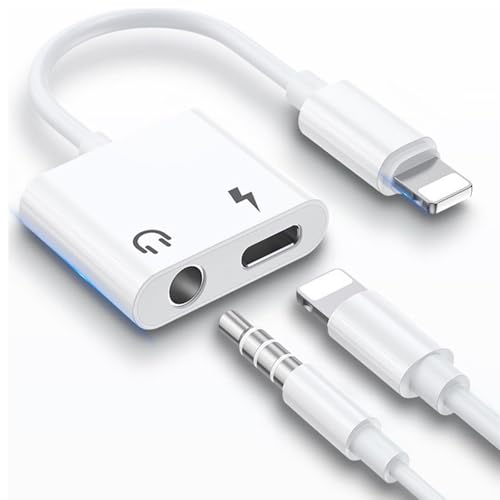 2 in 1 Lightning auf Klinke 3.5mm Kopfhörer Adapter für iPhone [MFi Certified] iPhone Aux Adapter Splitter Kopfhöreranschluss Adapter Dongle Konverter kompatibel mit iPhone 14 13 12 11 XS XR 8 7 von Tayte