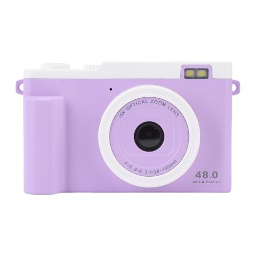 1080p 48MP HD Doppelkamera Tragbare Digitalkamera 15x Optical Zoom LED LED Flash WiFi Transfer Compact Travel (Purple) von Tbest