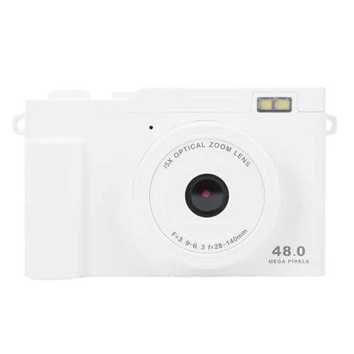 1080p 48MP HD Doppelkamera Tragbare Digitalkamera 15x Optical Zoom LED LED Flash WiFi Transfer Compact Travel (White) von Tbest