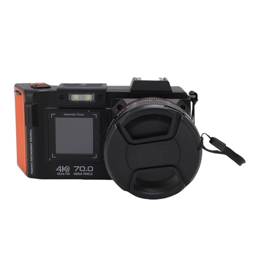 4K 70MP Digitalkamera 50x Zoom Auto Focus Weitwinkel F1.8 DSLR -Kamera mit Doppelbildschirm -Blitzreisen (Black) von Tbest