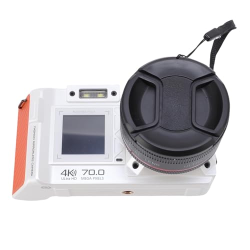 4K 70MP Digitalkamera 50x Zoom Auto Focus Weitwinkel F1.8 DSLR -Kamera mit Doppelbildschirm -Blitzreisen (White) von Tbest