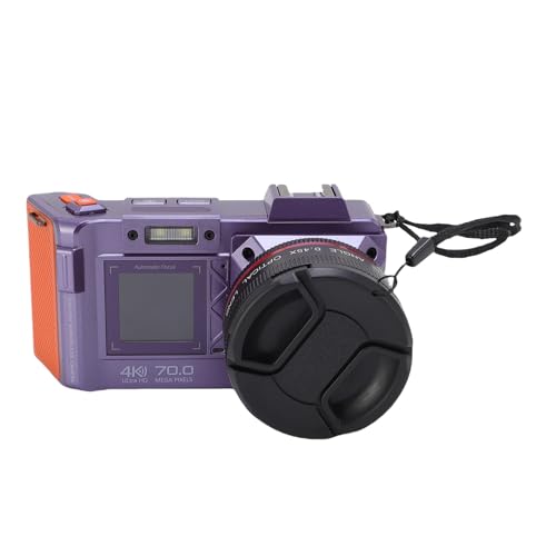 4K 70MP Digitalkamera 50x Zoom Auto Focus Weitwinkel F1.8 DSLR -Kamera mit Doppelbildschirm -Blitzreisen (violett) von Tbest