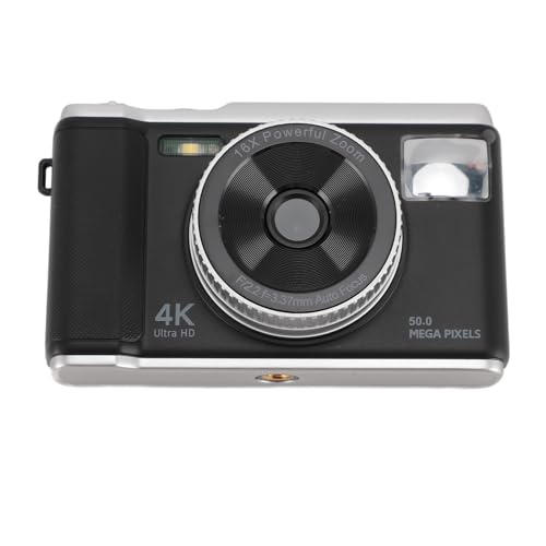 4K Digitalkamera 50MP 2,8 -Zoll -Bildschirm Autofokus Vlogging Kamera mit 16x Digitalem Zoom Flash Anti Shake Teenager Anfänger (Black) von Tbest