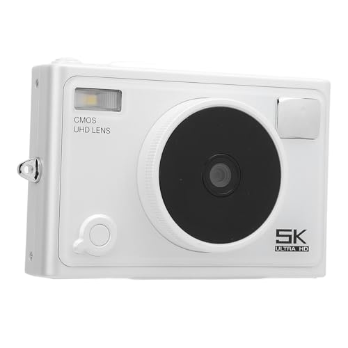 5K 72MP Digitalkamera Compact Creative Photography 18x Zoom Tragbare Reisebereich -Videokamera 1300mah (White) von Tbest