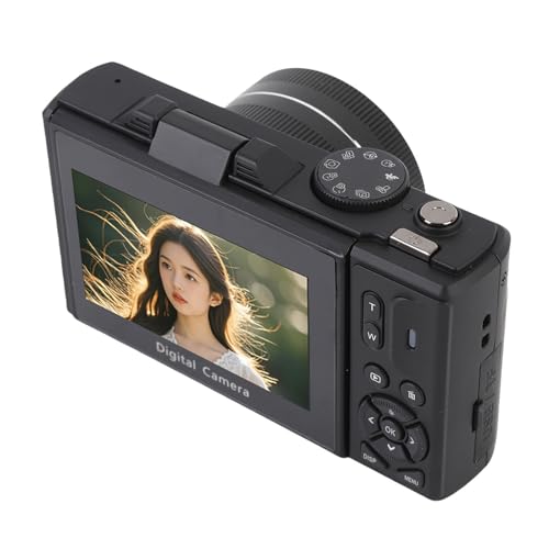 5K Digitalkamera, 5K HD Digitalkamera 75MP UHD 18xAF Autofokus 3 Zoll Flip -Bildschirm WiFi -Kamera mit Blitz für Fotografie und Video (Black) von Tbest