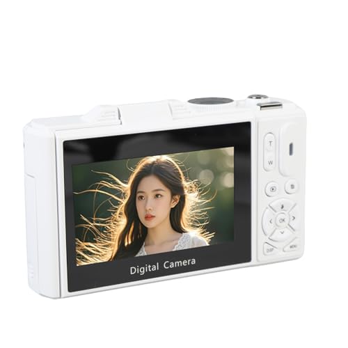 5K Digitalkamera, 5K HD Digitalkamera 75MP UHD 18xAF Autofokus 3 Zoll Flip -Bildschirm WiFi -Kamera mit Blitz für Fotografie und Video (White) von Tbest