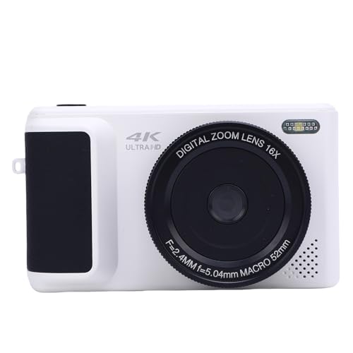 64MP HD Autofocus 4K Digitalkamera Retro Spiegellose Videokamera mit Flip -Bildschirm für die Reisefotografie (White) von Tbest
