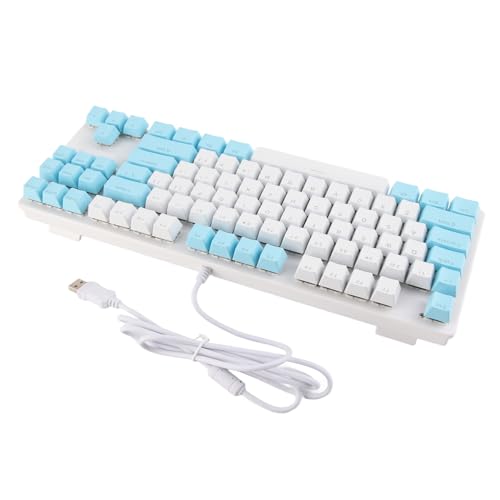87 Tasten Computertastatur Gemischte Leichte Mechanische Computerperipheriegeräte für Desktop-Laptop K100Style 2 Gaming-Tastaturen (Weiß Blau) von Tbest