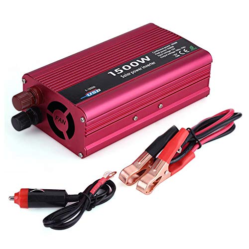 Auto Wechselrichter, AC Auto Sinus Spannungswandler Konverter 1500W DC 12V zu AC 110V Konverter Kfz-Wechselrichter USB Ladegerät Adapter von Tbest