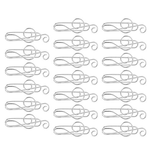Büroklammern Musik,Musiknoten-Büroklammern,Büroklammern,Notenschlüssel,Klebeband,Klebeverschlüsse,20 Stück Musiknoten-Büroklammern,Musikbinder,Form,Kreativität,Modellierung,Metall,(Silber) von Tbest